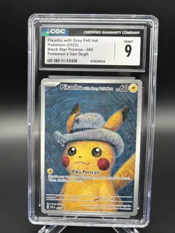 PIKACHU WITH GREY FELT HAT POKEMON 85 2023 BLACK STAR PROMOS FULL ART EN CGC 9 - Image 1
