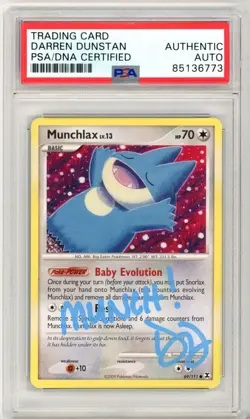 PSA Signed Darren Dunstan Munchlax 69/111 Pokemon Rising Rivals - Image 1