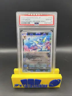 2023 POKEMON JPN SV2A-POKEMON 151 MASTER BALL REVERSE HOLO #134 VAPOREON PSA 10 - Image 1
