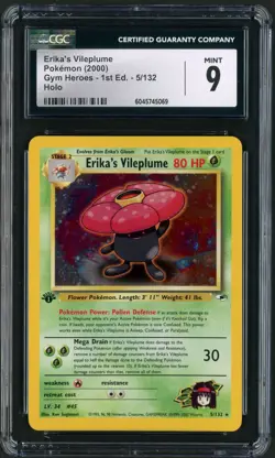 2000 Pokemon Gym Heroes 1st Edition Erika's Vileplume Holo Rare 5/132 CGC 9 - Image 1