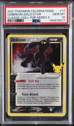 2021 POKEMON CELEBRATIONS CLASSIC COLL #17 UMBREON-GOLD STAR PSA 10 - Image 1
