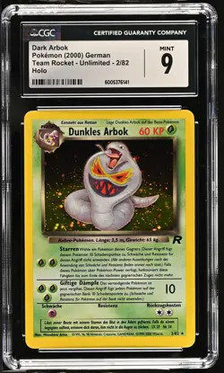 Dark Arbok Pokemon 2000 Holo Rocket Unlimited German 2/82 MINT CGC 9 - Image 1