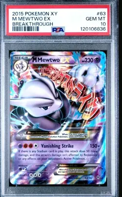 M Mewtwo EX 63/162 Holo Rare Pokemon 2015 Breakthrough PSA 10 GEM MINT - Image 1