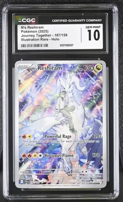 2025 Pokemon N's Reshiram 167/159 Journey Together Illustration Rare CGC 10 - Image 1