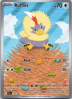 Rufflet 154/086 NM Pokemon Card TCG Black Bolt IR Illustration Rare - Image 1