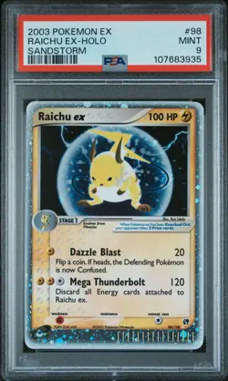 2003 POKEMON EX SANDSTORM #98 RAICHU EX-HOLO PSA 9 - Image 1