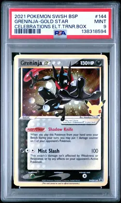 2021 POKEMON SWSH BLACK STAR PROMO #144 GRENINJA-GOLD STAR PSA 9 - Image 1