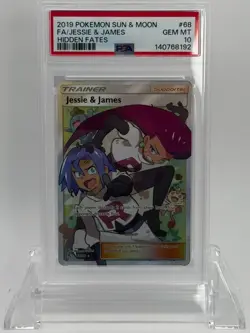 2019 Pokemon Jessie & James FA #68 PSA 10 GEM MT Hidden Fates Full Art - Image 1
