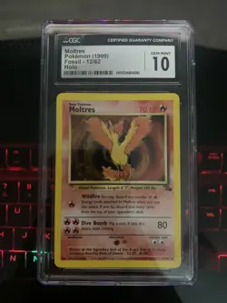 1999 Pokemon Card Fossil Moltres #12 Holo Gem Mint 10 CGC! - Image 1