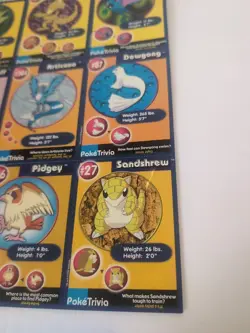 1997 BURGER KING POKEMON UNCUT SHEET CARDS Sheet #19 - Image 2