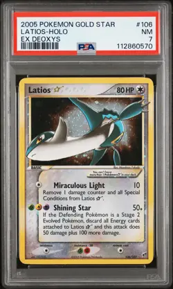 2005 POKEMON EX DEOXYS #106 LATIOS GOLD STAR PSA 7 - Image 1