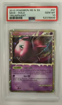 2010 POKEMON HEARTGOLD & SOULSILVER TRIUMPHANT #97 MEW PRIME PSA 10 - Image 1