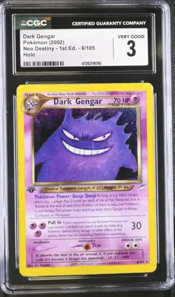 CGC 3 Dark Gengar Neo Destiny 1st Edition 6/105 Holo Pokemon Card - Image 1