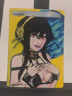 Sol Ring MTG – Yor Spy x Family Anime Fan Art Hand-Painted Alter Signed BAZAYO - Image 1