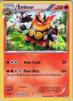 Emboar 19/114 - Pokemon TCG Black & White - Shattered Holo Rare (NM) - Image 1