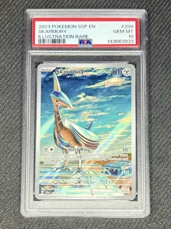 Pokemon TCG Skarmory Illustration Rare 209/191 Surging Sparks Holo PSA 10 - Image 1