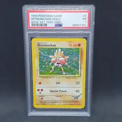 PSA 1 Hitmonchan 7/102 Holo Rare Base Set 4th Print 1999-2000 Pokemon card POP 5 - Image 1