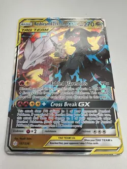 Pokemon Reshiram & Zekrom GX 157/236 Cosmic Eclipse Tag Team Full Art LP - Image 2