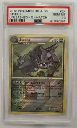 2010 POKEMON HEARTGOLD & SOULSILVER UNLEASHED #24 STEELIX-HOLO PSA 10 - Image 1