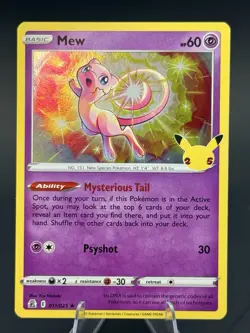 Pokemon Mew TCG Card Celebrations 011/025 Holo Rare 2021 25th Anniversary - Image 1