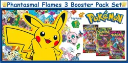 Pokemon Trading Card Game Phantasmal Flames 3 Booster Pack Set Shown New Sealed - Image 1