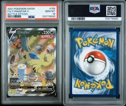 2021 POKEMON SWORD & SHIELD BATTLE STYLES #155 FULL ART/TYRANITAR V PSA 10 - Image 1