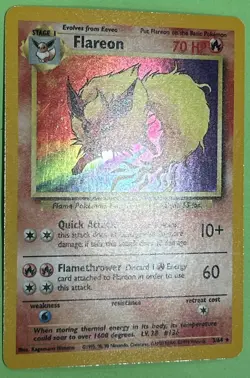 Flareon - 3/64 Jungle NO SYMBOL ERROR Holo Rare Pokemon NEAR MINT NO PLAY - Image 2