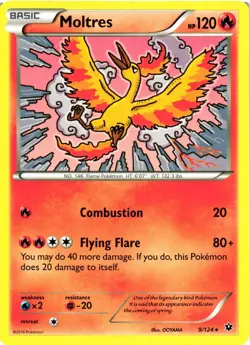 Pokemon TCG Moltres 9/124 XY Fates Collide Regular Rare VLP - Image 1