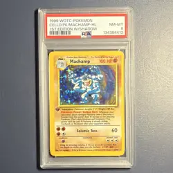 Pokemon 1999 Base Set Machamp 1st Edition Holo Rare PSA 8 8/102 - Image 1