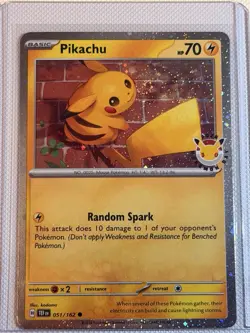 ERROR HOLO BLEED BURP SWIRL 🌀 Pikachu Pokemon Day 2026 051/162 30th Cosmo Promo - Image 1