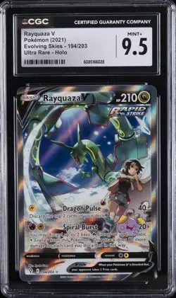 2021 POKEMON EVOLVING SKIES RAYQUAZA V ALT ART FULL ART #194 CGC 9.5 - Image 1