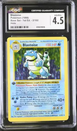 CGC 4.5 Blastoise 1999 Base Set 1st Edition Shadowless 2/102 Holo Pokemon Card - Image 1