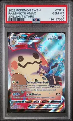 PSA 10 Mimikyu Vmax TG17 Pokemon Sword Shield Brilliant Stars Trainer Gallery - Image 1