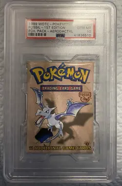 1st Edition Pokemon Fossil Booster Pack Aerodactyl PSA 10 - Image 1