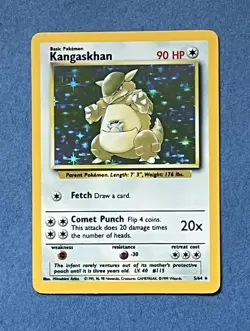 1999 Pokemon KANGASKHAN Holo Rare 5/64 - Jungle No Symbol ERROR - NM + TCG - Image 1