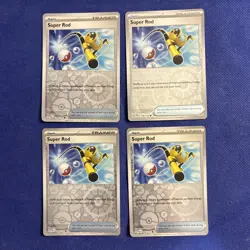 4x Super Rod 188/193 SVI Paldea Evolved Pokemon Reverse Holo Playset NM - Image 1