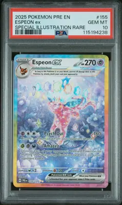 2025 Pokemon Prismatic Evolutions PRE Espeon EX #155/131 SIR PSA 10 Gem Mint - Image 1