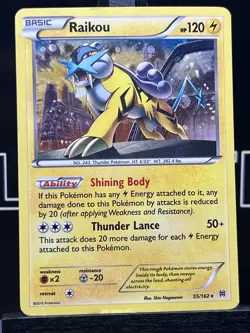 Raikou 55/162 XY Breakthrough Rare Cosmos Holo Pokemon Card - Image 3