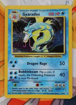 Gyarados 006/102 Base Set Holo Rare MP Unlimited WOTC Vintage Pokemon Card - Image 1