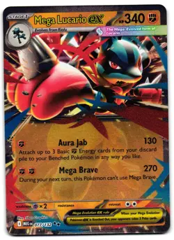 Mega Lucario ex 077/132 - Mega Evolution Double Rare Pokemon TCG - NM Card - Image 1