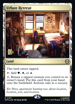MTG Urban Retreat 187 Rare Foil Land Prerelease Stamp Marvel Spider-Man - Image 1