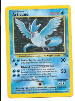 Articuno 2/62 Fossil Holo Rare Unlimited LP Pokemon Card 1999 - Image 1