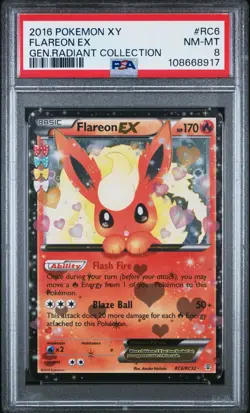 Pokemon TCG Generations Flareon EX Holo Rare RC6/RC32 Radiant Collection PSA 8 - Image 1