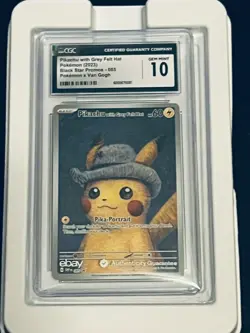 2023 BLACK STAR PROMO POKEMON X VAN GOGH #085 PIKACHU WITH GREY FELT HAT CGC 10 - Image 1