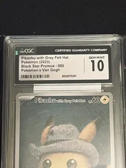 2023 BLACK STAR PROMO POKEMON X VAN GOGH #085 PIKACHU WITH GREY FELT HAT CGC 10 - Image 3