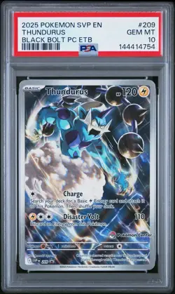 2025 Pokemon Black Bolt Thundurus #209 Center Stamp ETB Promo PSA 10 Gem Mint - Image 1