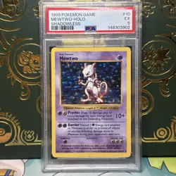 Pokemon Mewtwo TCG Base Set Holo Shadowless Rare Card 10/102 PSA 5 - Image 1