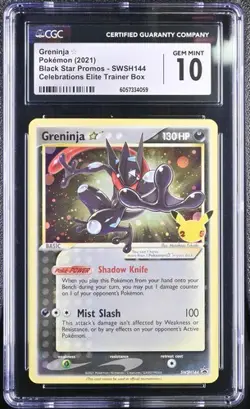 CGC 10 GEM MINT Black Star Promo Greninja Gold Star SWSH144 Celebrations Pokemon - Image 1