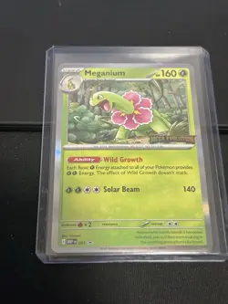 Pokemon TCG Meganium Mega Evolution Pre Release Holo Stamped Promo MEP001 - Image 3