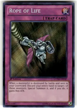 Yugioh - Rope of Life LCYW-EN147 1st Edition Secret Rare NM - Image 1